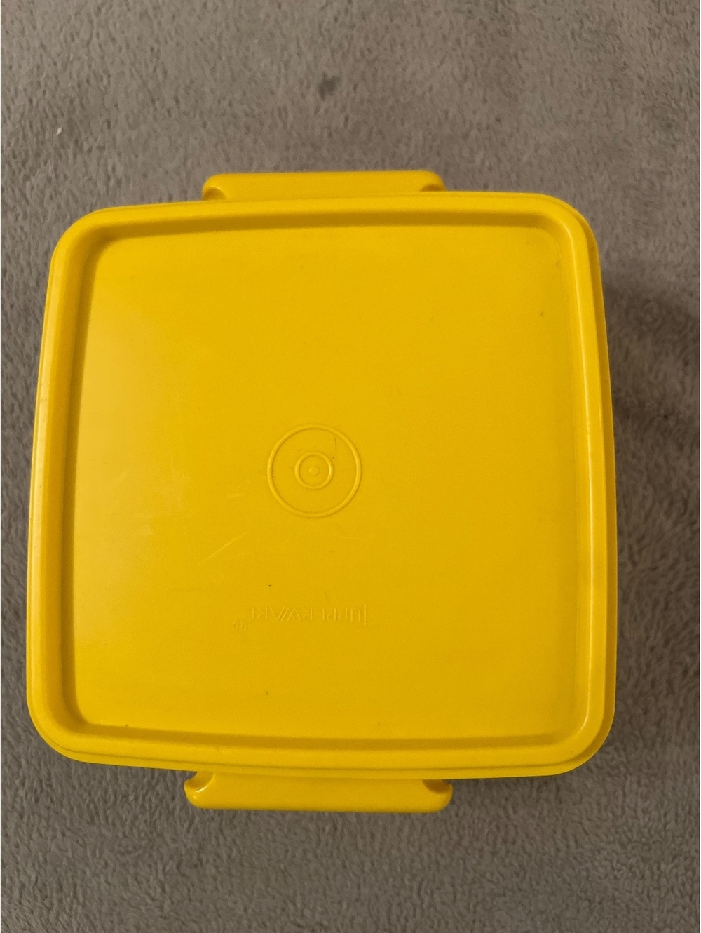 Vintage Yellow Tupperware Square Container with Lid